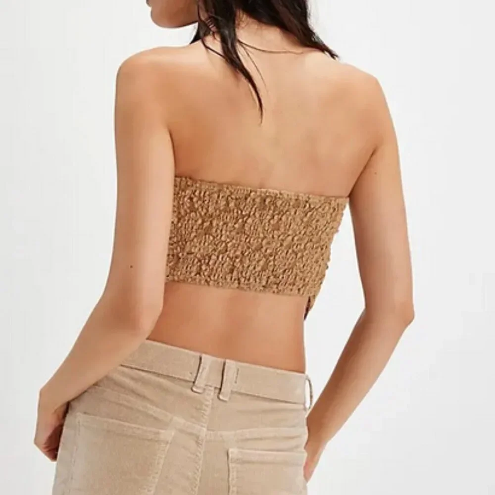 Free People FP One Raya Lace Bandana Top Hazel Cropped Strapless XS